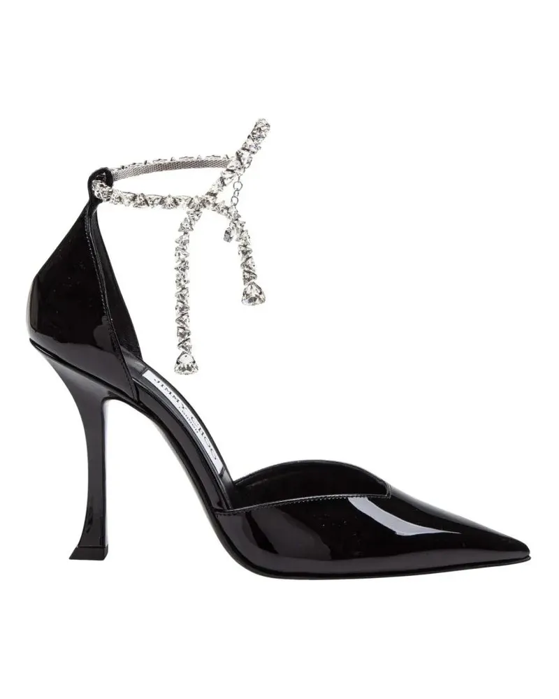 Jimmy Choo Hohe Schuhe Stevie 100 Patent Leather Sandals schwarz Schwarz