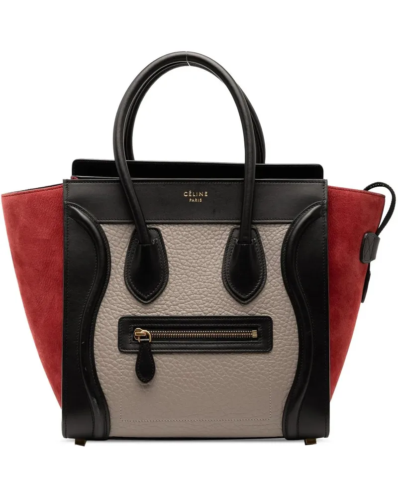 Celine Crossbody Bags Micro Tricolor Leather Luggage Tote braun Braun