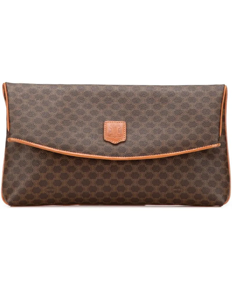 Celine Clutches Macadam Coated Canvas Clutch braun Braun