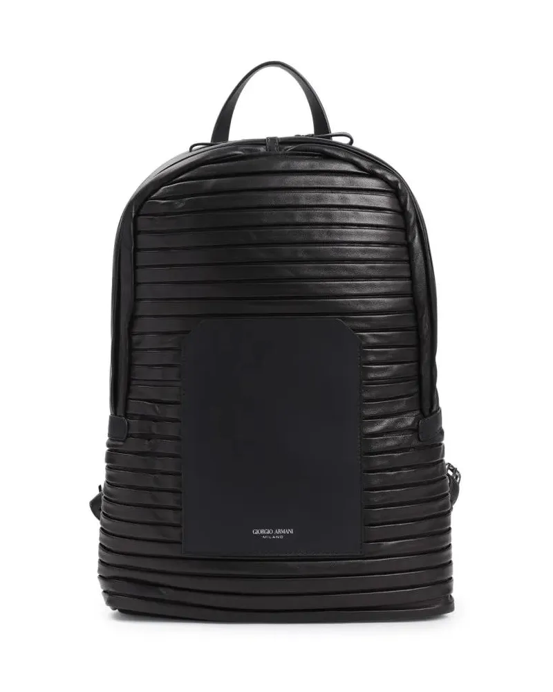 Giorgio Armani Rucksäcke Black Lamb Leather Backpack Schwarz