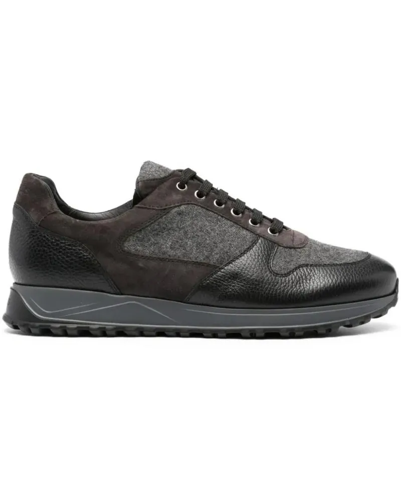 Doucal´s Low-Top Sneaker Black/Anthracite Grey Panelled Sneakers schwarz Schwarz