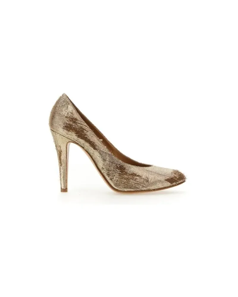 Maison Margiela Hohe Schuhe Pointed Toe Pumps With Striped Fabric Detail goldfarben Gold