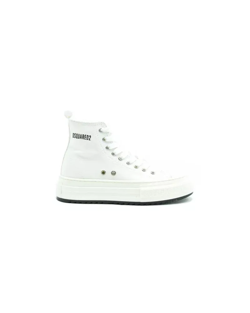 Dsquared2 Low-Top Sneaker White Fabric Lace-Up Sneakers weiß Weiß