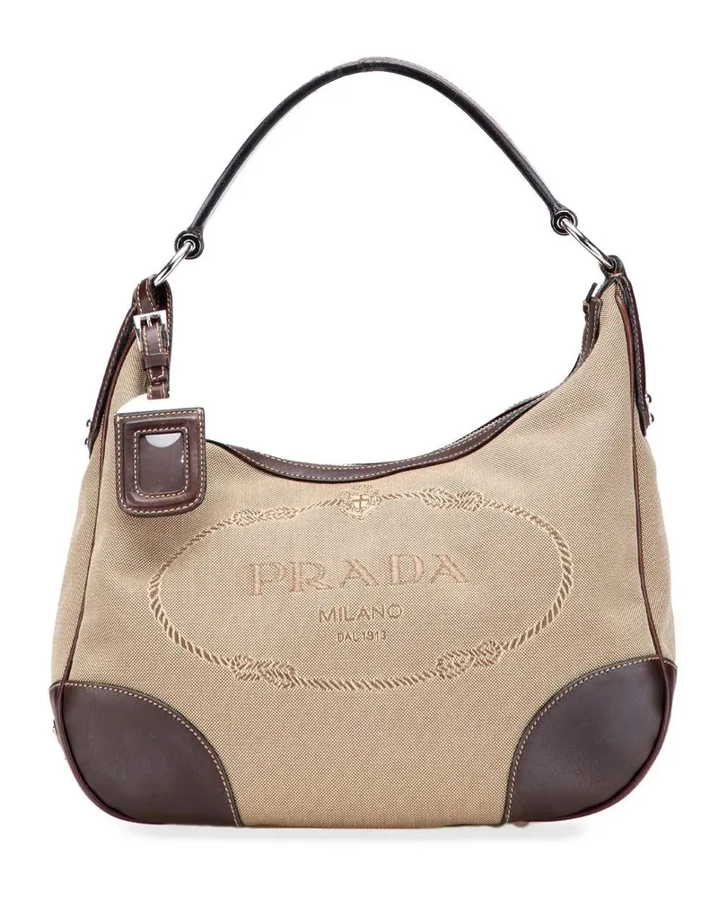 Prada Hobo Bags Canvas Canapa Logo Hobo braun Braun