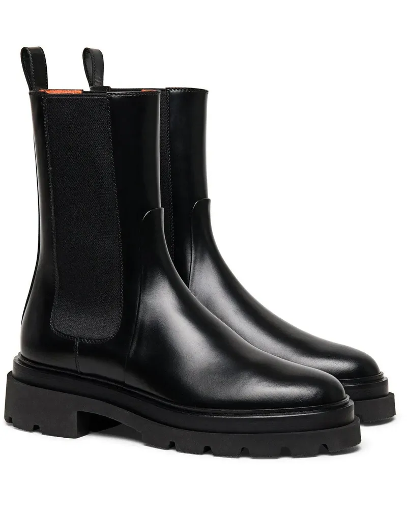 Santoni Stiefel Leather combat boot weiß Weiß