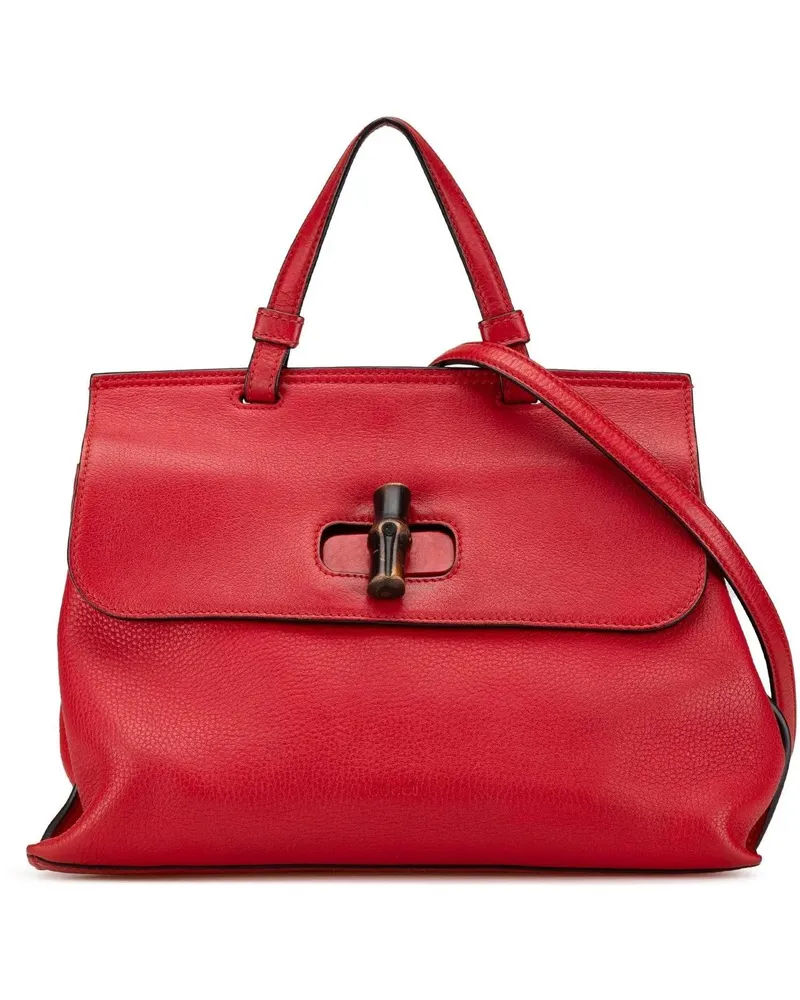 Gucci Hobo Bags 2000-2015 Medium Leather Bamboo Daily Satchel rot Rot