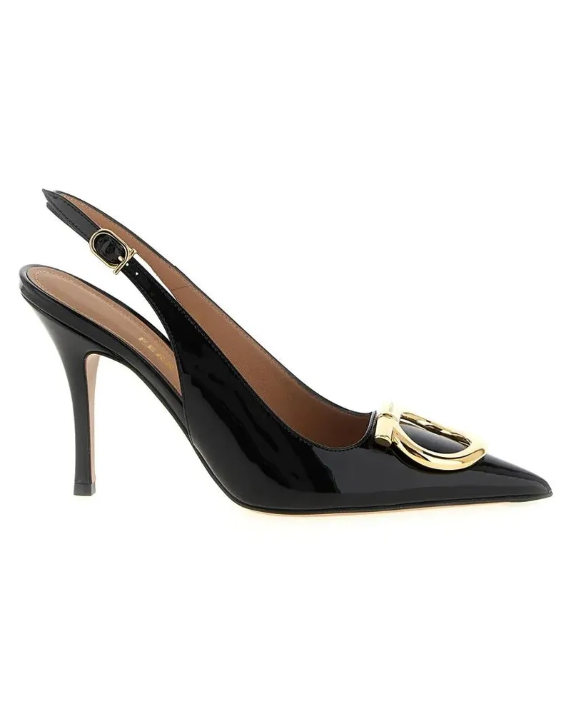 Ferragamo Hohe Schuhe 'Sara' Slingback schwarz Schwarz
