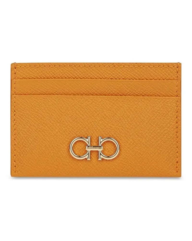 Ferragamo Portemonnaie Textured Calfskin Wallet With Logo Emblem braun Braun