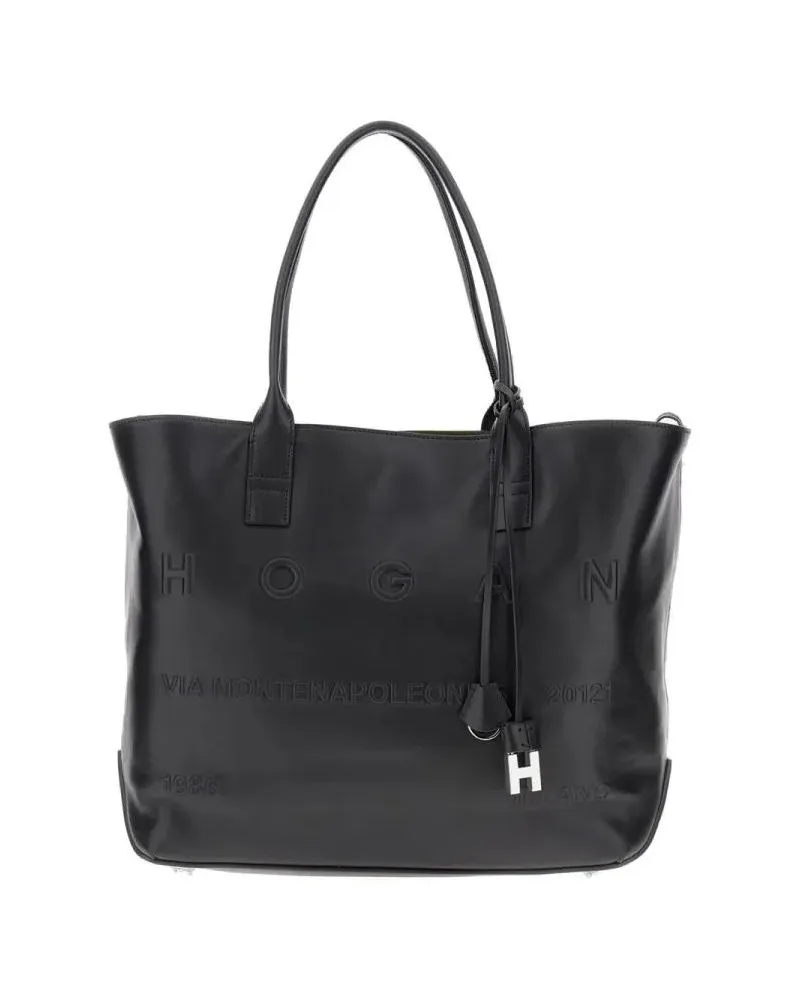 Hogan Hobo Bags Address Shopping Medium Leather schwarz Schwarz