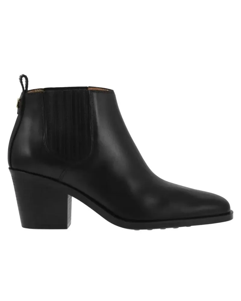 TOD'S Stiefel Calfskin Ankle Boot With Side Elastic Inserts schwarz Schwarz