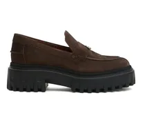 Brown Nubuck Leather Chunky-Soled Loafers braun