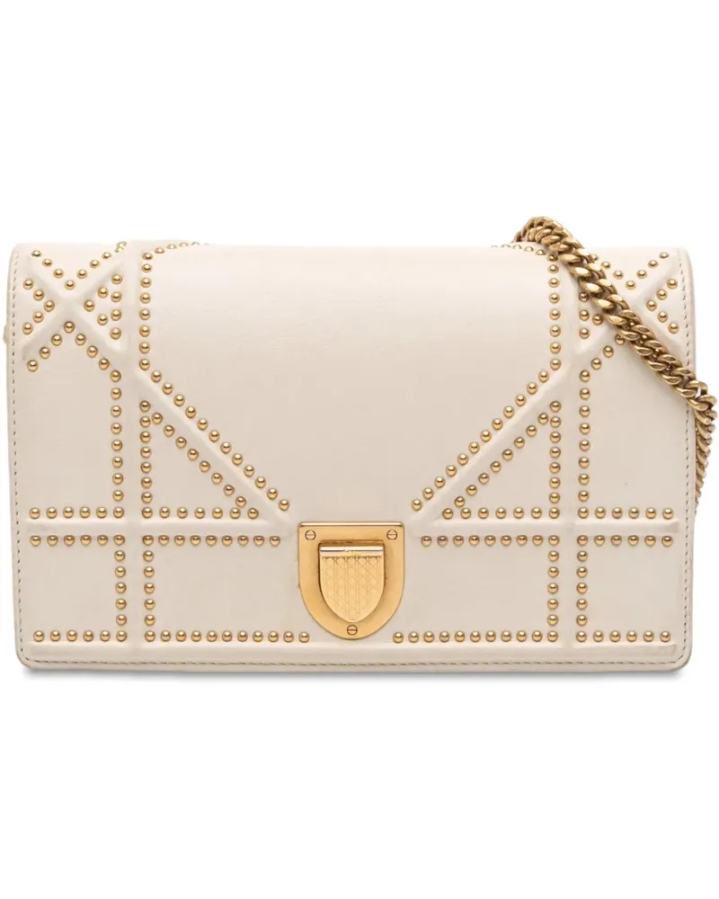 Dior Hobo Bags Studded Lambskin Diorama Wallet on Chain weiß Weiß