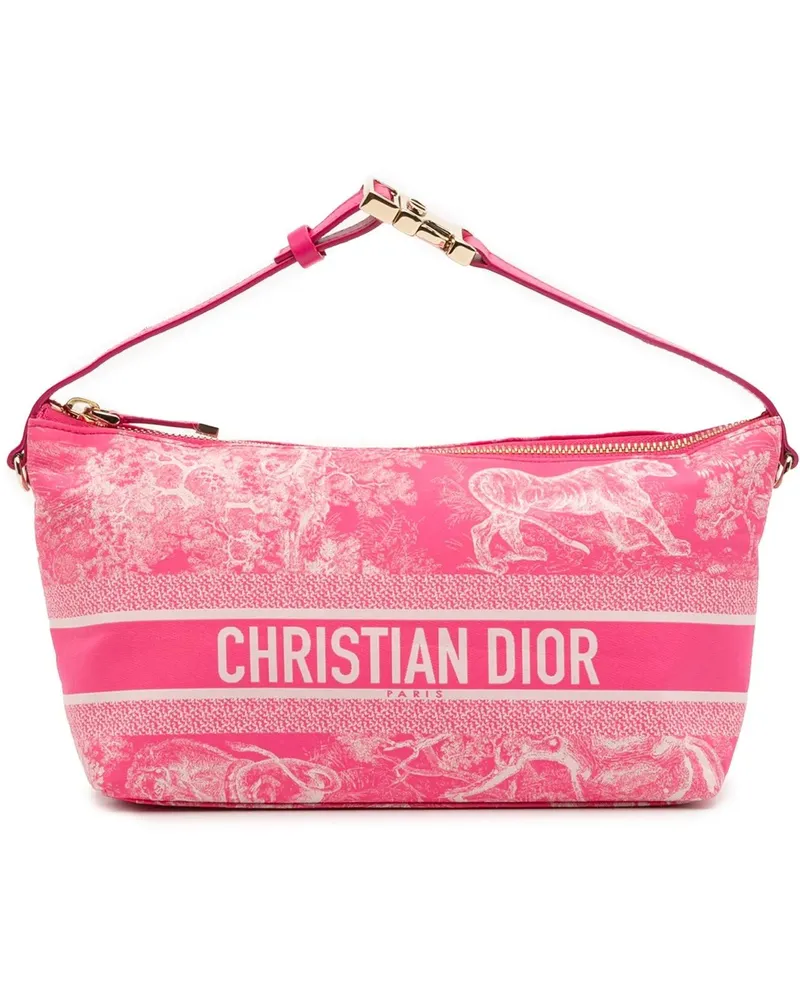Dior Crossbody Bags Medium Technical Fabric Toile de Jouy Reverse Dior rosa Gold