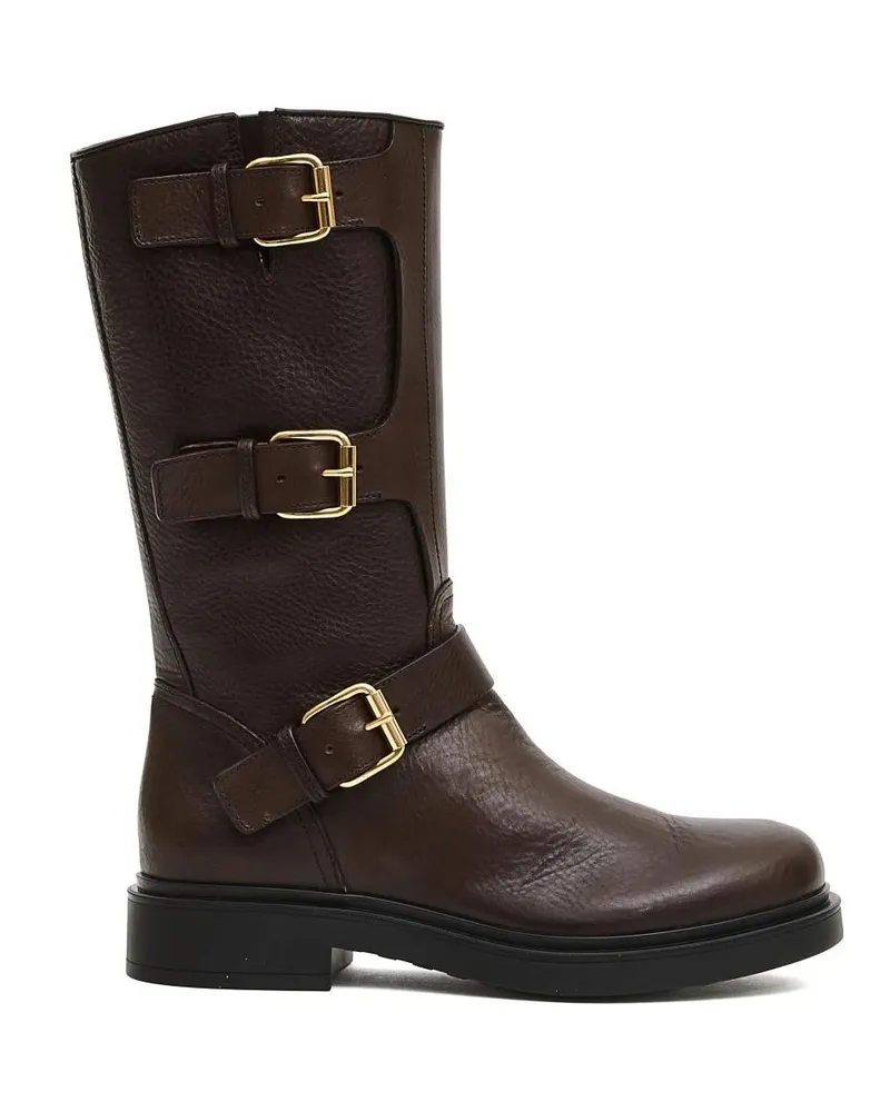 Attilio Giusti Leombruni Stiefel Mid-Calf Leather Boots With Three Adjustable Buckl braun Braun