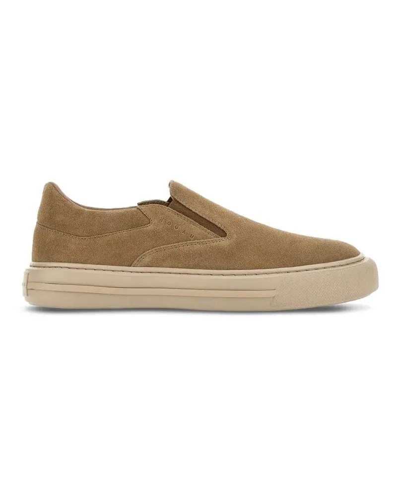 Hogan Low-Top Sneaker Slip-On Sneakers In Warm Beige Suede braun Braun
