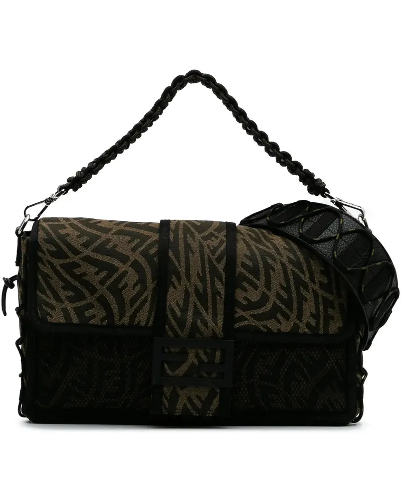Fendi Hobo Bags 2021 Large Zucca Vertigo Mesh Baguette Satchel braun Braun