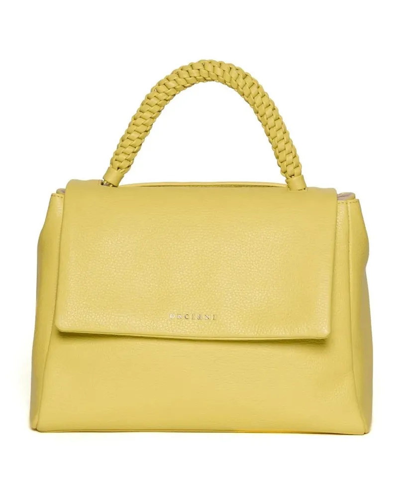 Orciani Hobo Bags Scooby Leather Shoulder Bag With Woven Handle gelb Gelb