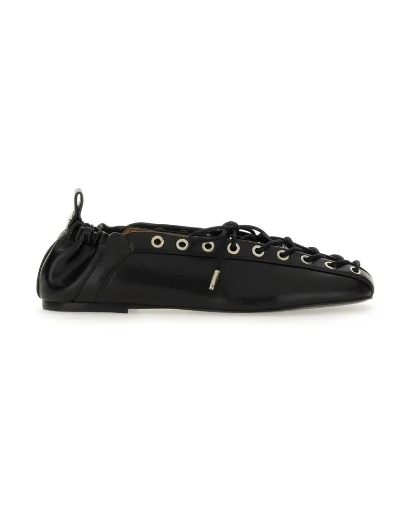 Ganni Lace-Up Ballet Flat schwarz Schwarz
