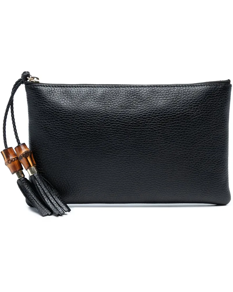 Gucci Clutches Calfskin Bamboo Clutch schwarz Schwarz