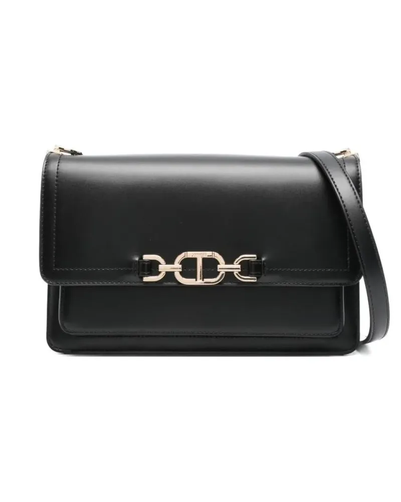Twin-Set Hobo Bags Structured Black Shoulder Bag With Gold-Tone Clasp schwarz Schwarz