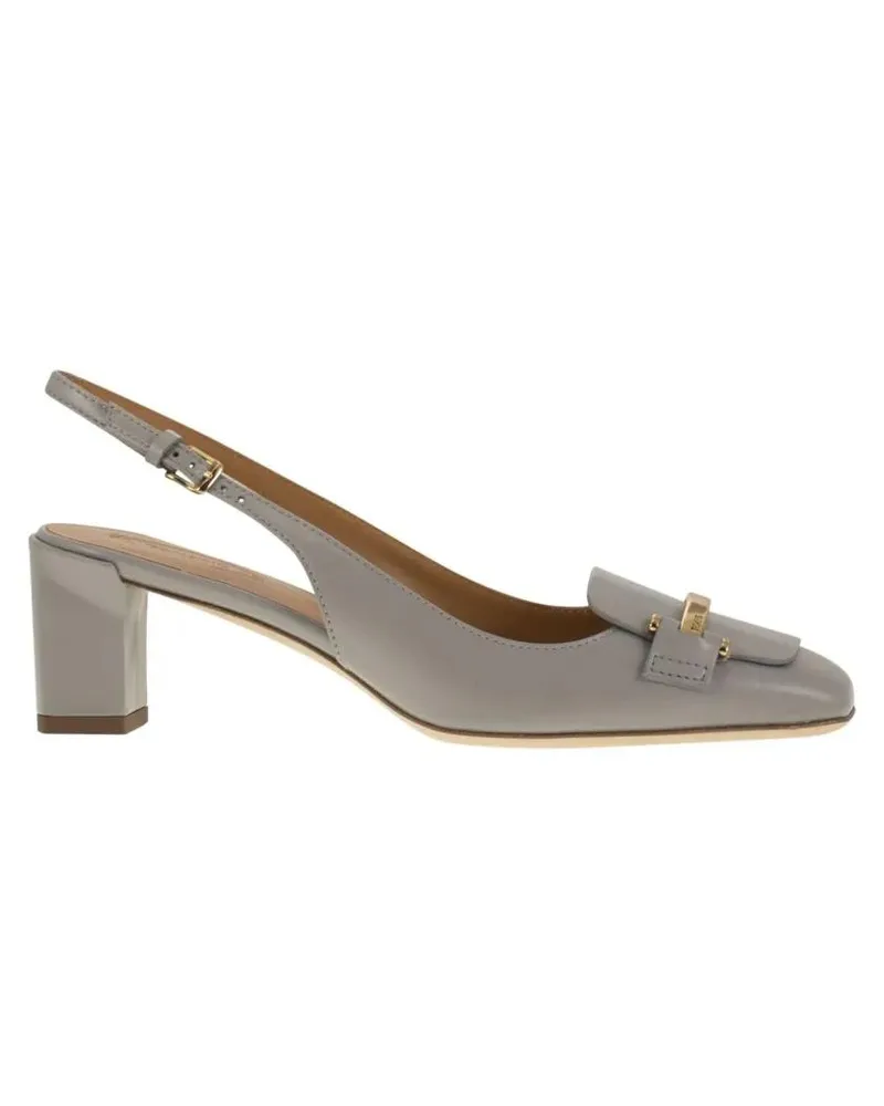 TOD'S Sandalen Calfskin Leather Slingback Pump With Geometric Hee grau Grau