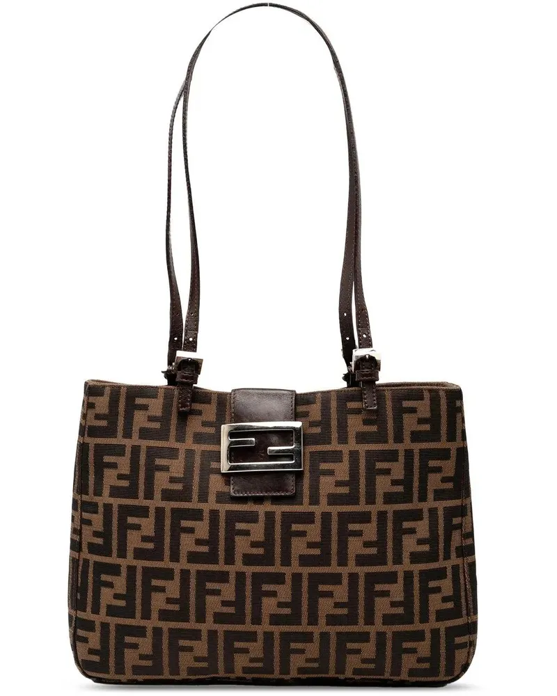 Fendi Hobo Bags Zucca Canvas Shoulder Bag braun Braun