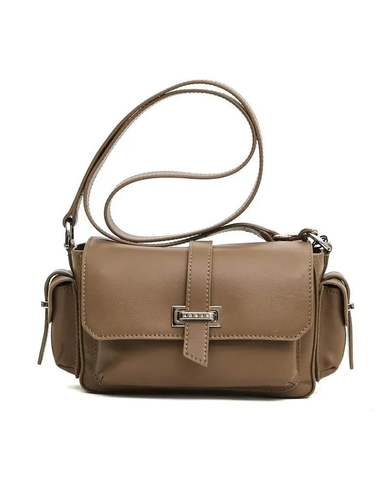 Hogan Hobo Bags Small Taupe Leather Flap Bag braun Braun