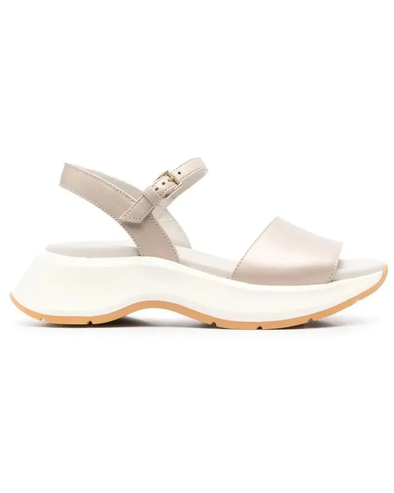 Hogan Sandalen Open-Design Leather Sandals With Adjustable Ankle beige Beige