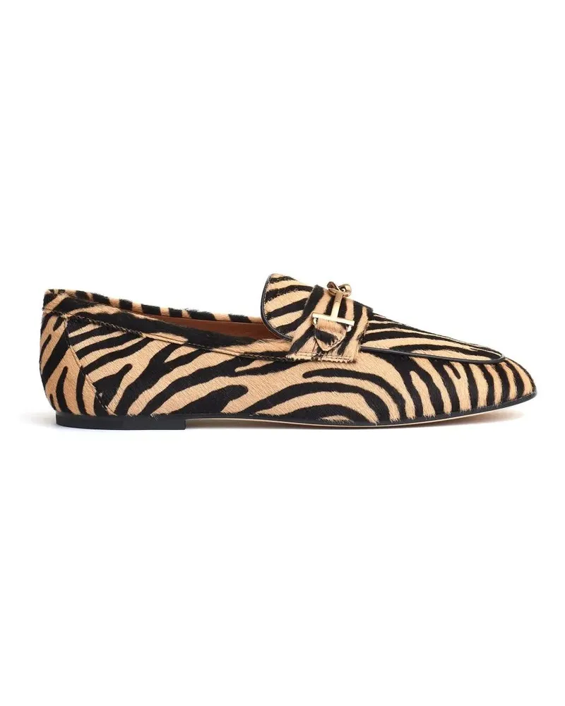 TOD'S Beige Black Pony Effect Moccasin braun Braun