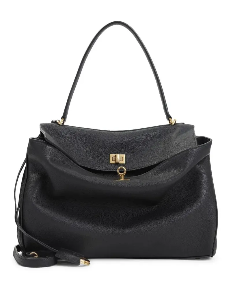 Balenciaga Hobo Bags Grained Leather Shoulder Bag With Structured Silho schwarz Schwarz