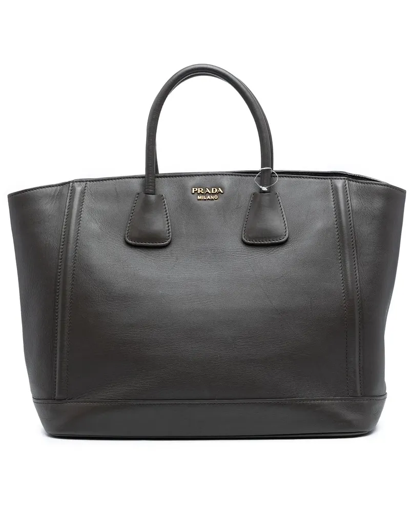 Prada Shopper Large City Calf Double Handle Shopping Tote grau Grau