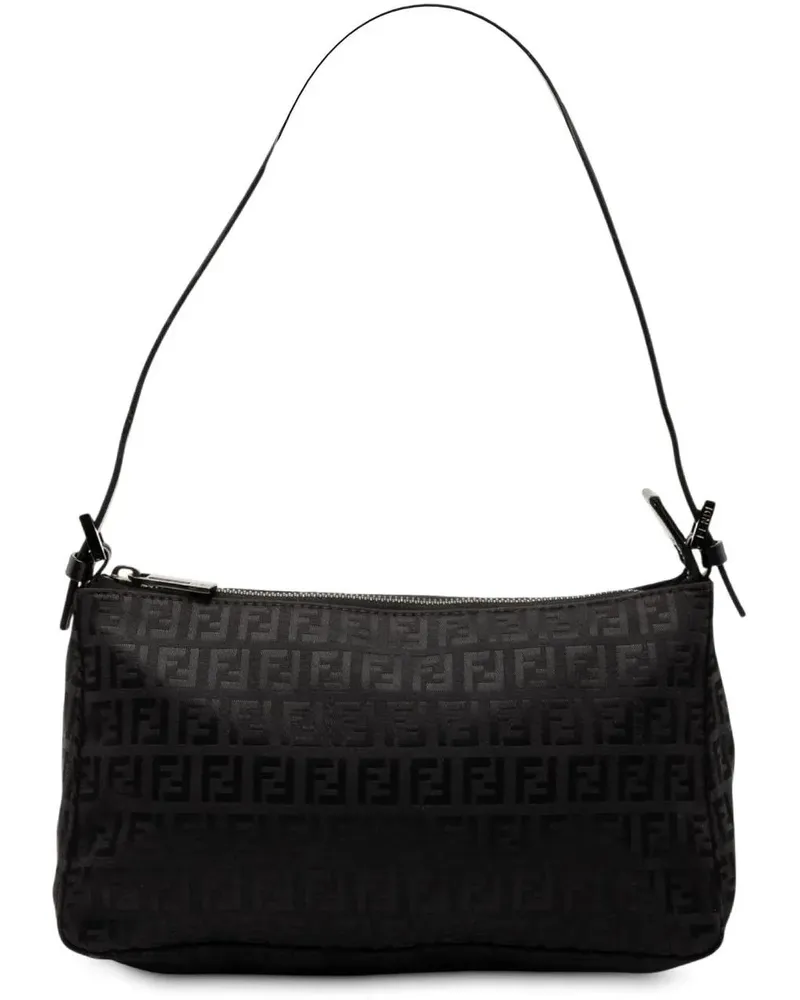 Fendi Hobo Bags Zucchino Canvas Pochette schwarz Schwarz