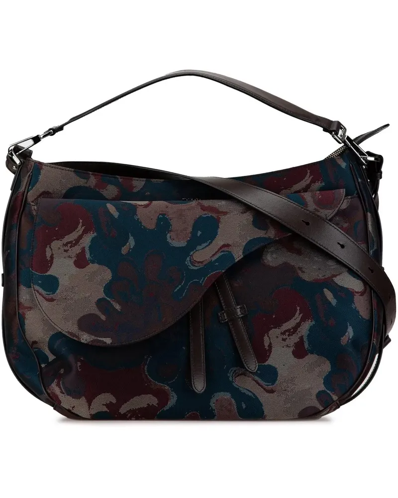 Dior Hobo Bags 2021 Peter Doig Denim Camouflage Soft Saddle Bag braun Braun