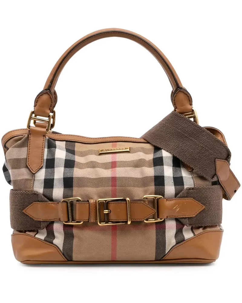 Burberry Hobo Bags House Check Canvas Brecon Satchel braun Braun
