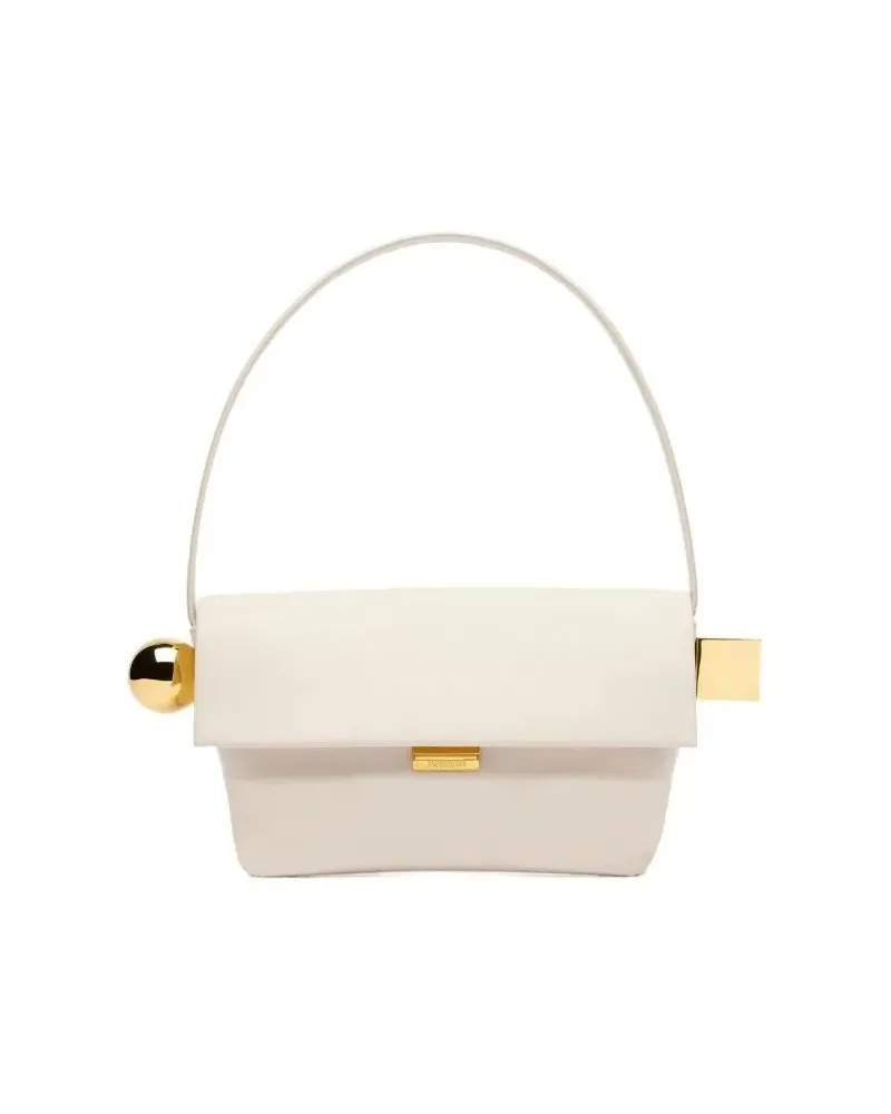 Jacquemus Hobo Bags Le Rond Carre Leather Shoulder Bag weiß Weiß