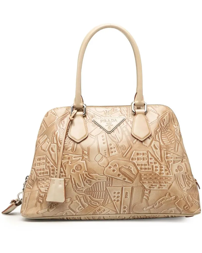 Prada Crossbody Bags Embossed Leather Handbag braun Braun