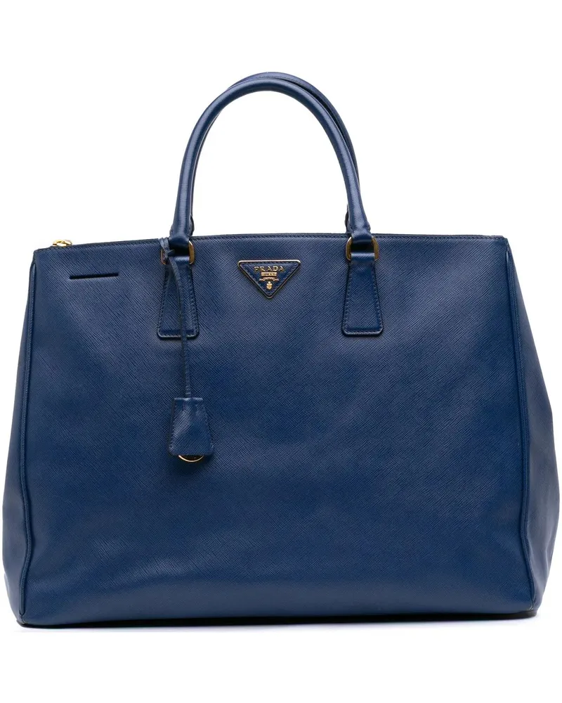 Prada Hobo Bags Large Saffiano Lux Galleria Double Zip Satchel blau Blau