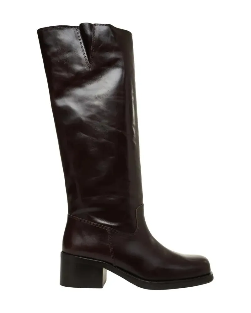 Billi Bi Stiefel Polished Leather Knee-High Boots With Rounded Squa schwarz Schwarz