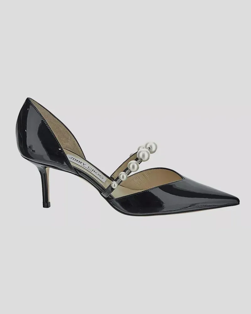 Jimmy Choo Hohe Schuhe Aurelie 65 Patent Decollete With Pearl Decorations schwarz Schwarz