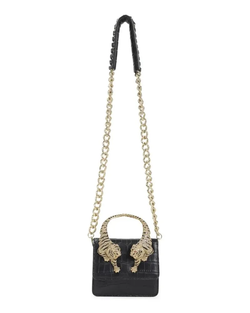 Roberto Cavalli Hobo Bags Crocodile-Embossed Leather Handbag With Tiger Hand rot Rot