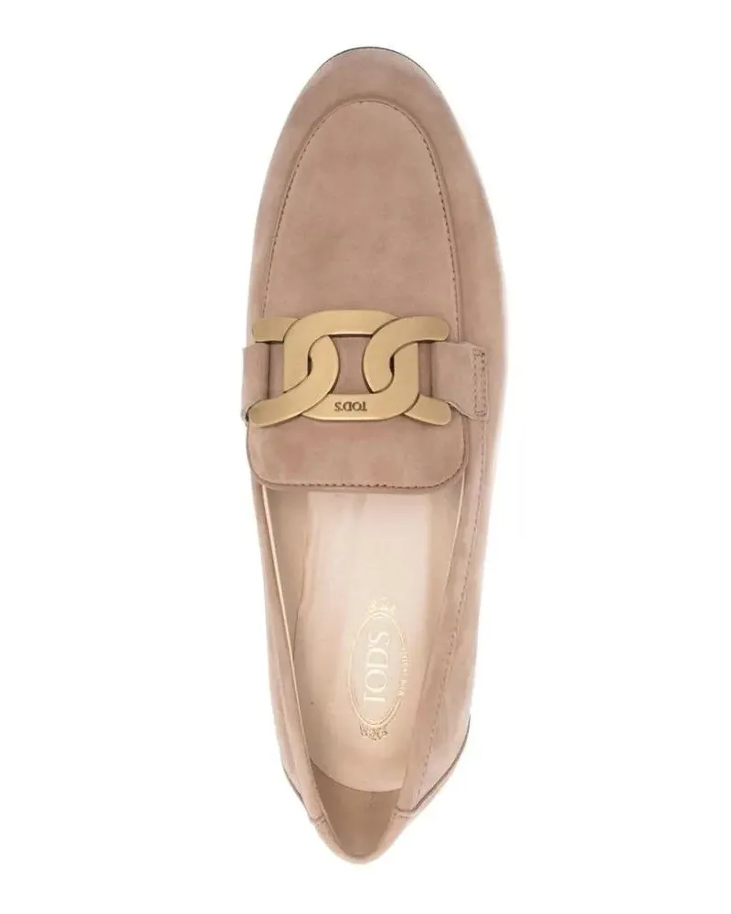 TOD'S Logo Leather Loafers beige Beige