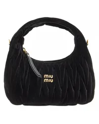 Miu Miu Hobo Bag Wander Mini Quillted Velvet Bag Schwarz