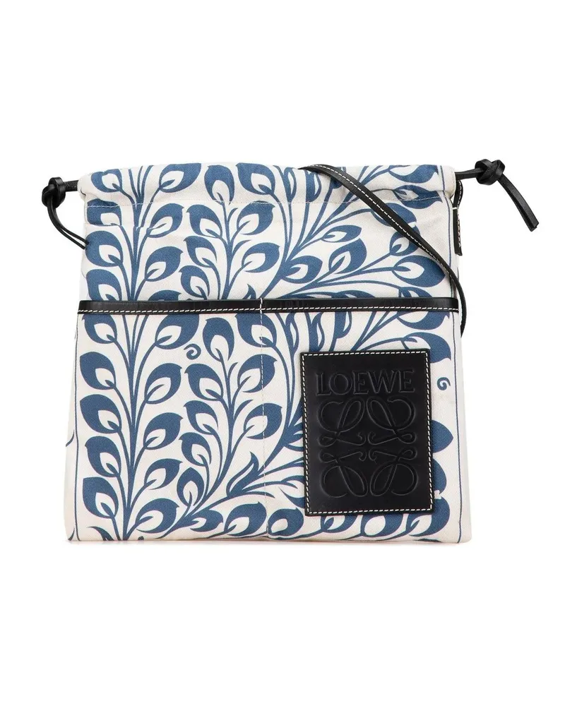 Loewe Hobo Bags Anagram Canvas Drawstring Crossbody weiß Weiß