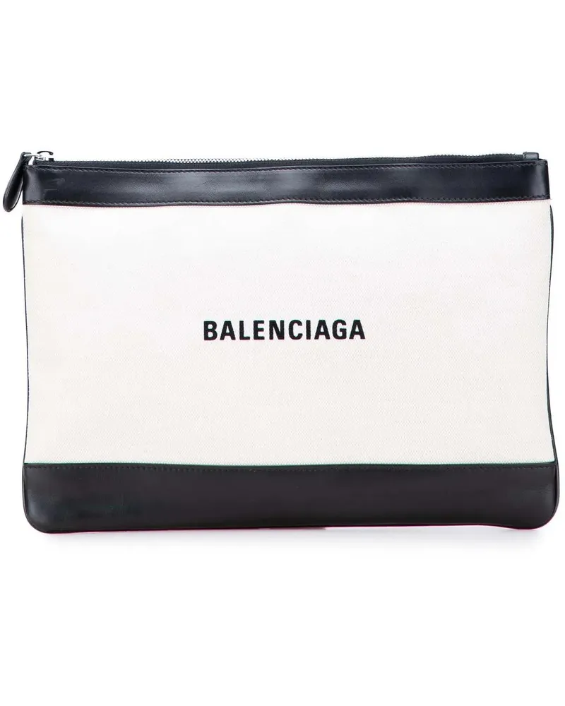 Balenciaga Clutches M Canvas Navy Clip Clutch weiß Weiß