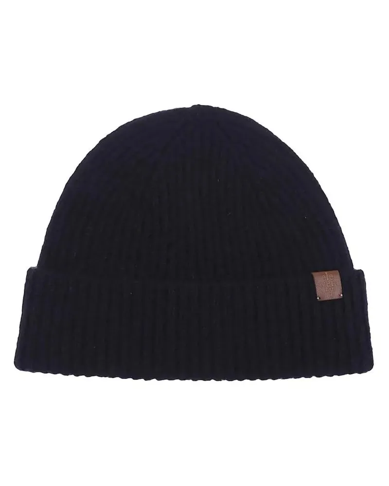 Eleventy Caps & Mützen Ribbed Knit Hat With Folded Cuff schwarz Schwarz
