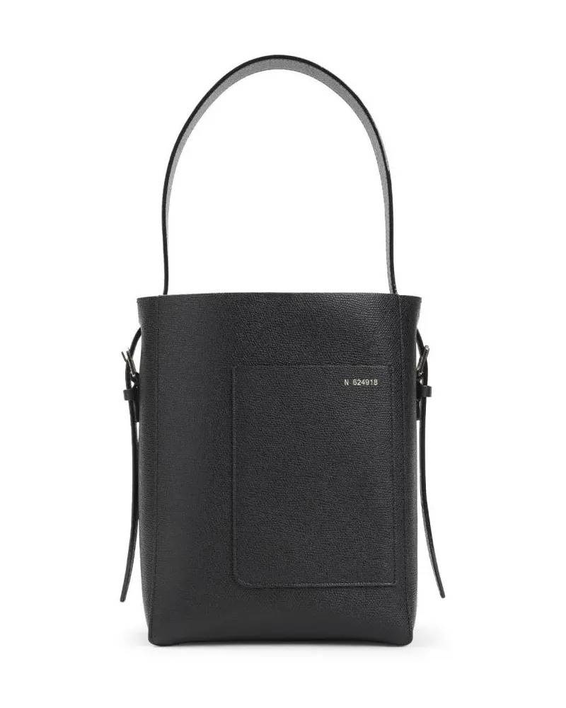 Valextra Beuteltaschen Black Calf Leather Small Bucket Bag schwarz Schwarz