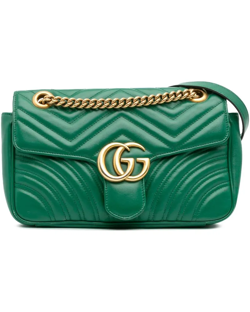 Gucci Hobo Bags Medium GG Marmont Matelasse Leather Shoulder Bag grün Grün