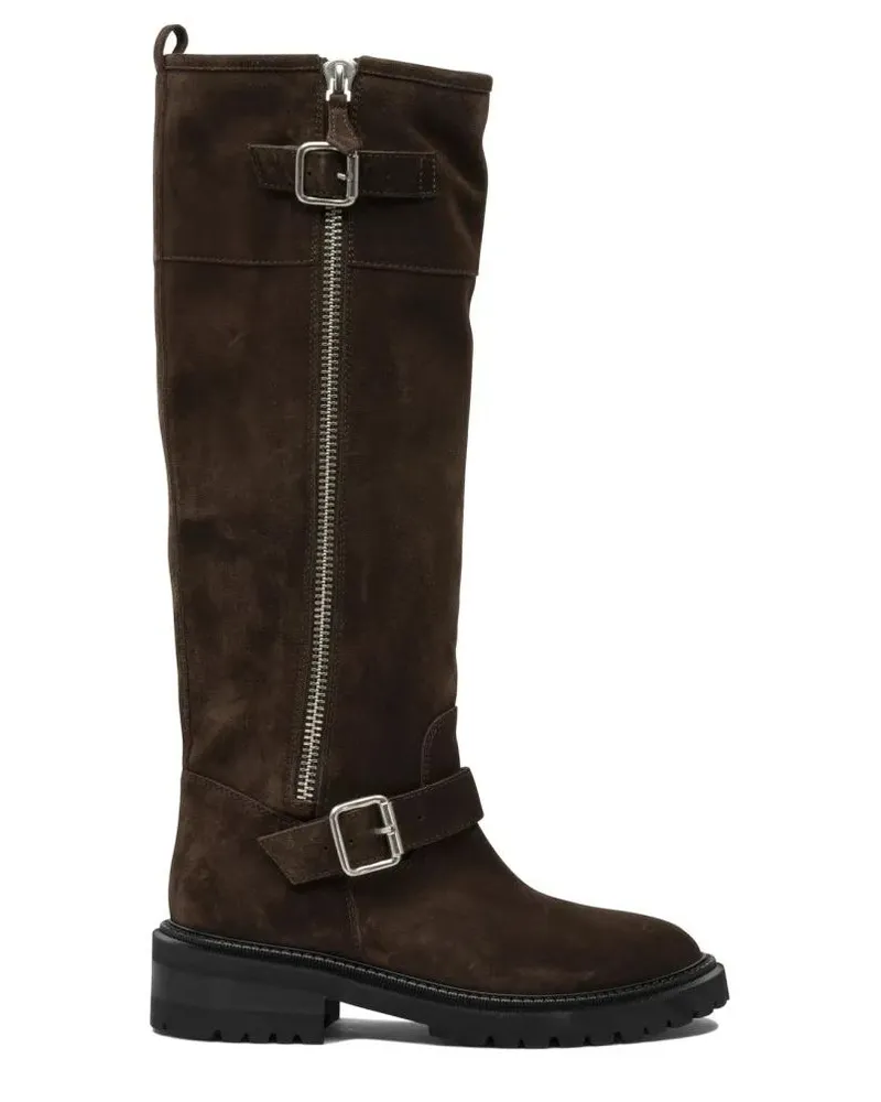 Via Roma 15 Stiefel Brown Suede Ankle Boots With Decorative Buckles braun Braun