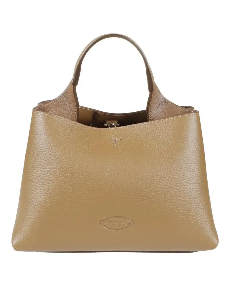 TOD'S Hobo Bags Structured Pebbled Leather Shoulder Bag With Subtl beige Beige