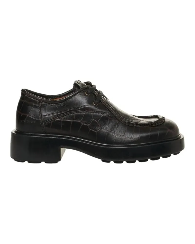 Copenhagen Crocodile-Effect Lace-Up Shoes With Sole schwarz Schwarz